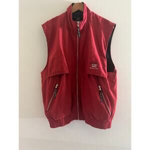 Portsmouth Country Club Vest Windbreaker Jacket Red American Flag Medium JL